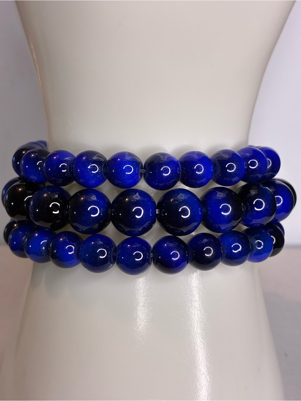 Blue Glass Beaded Bracelet Stack